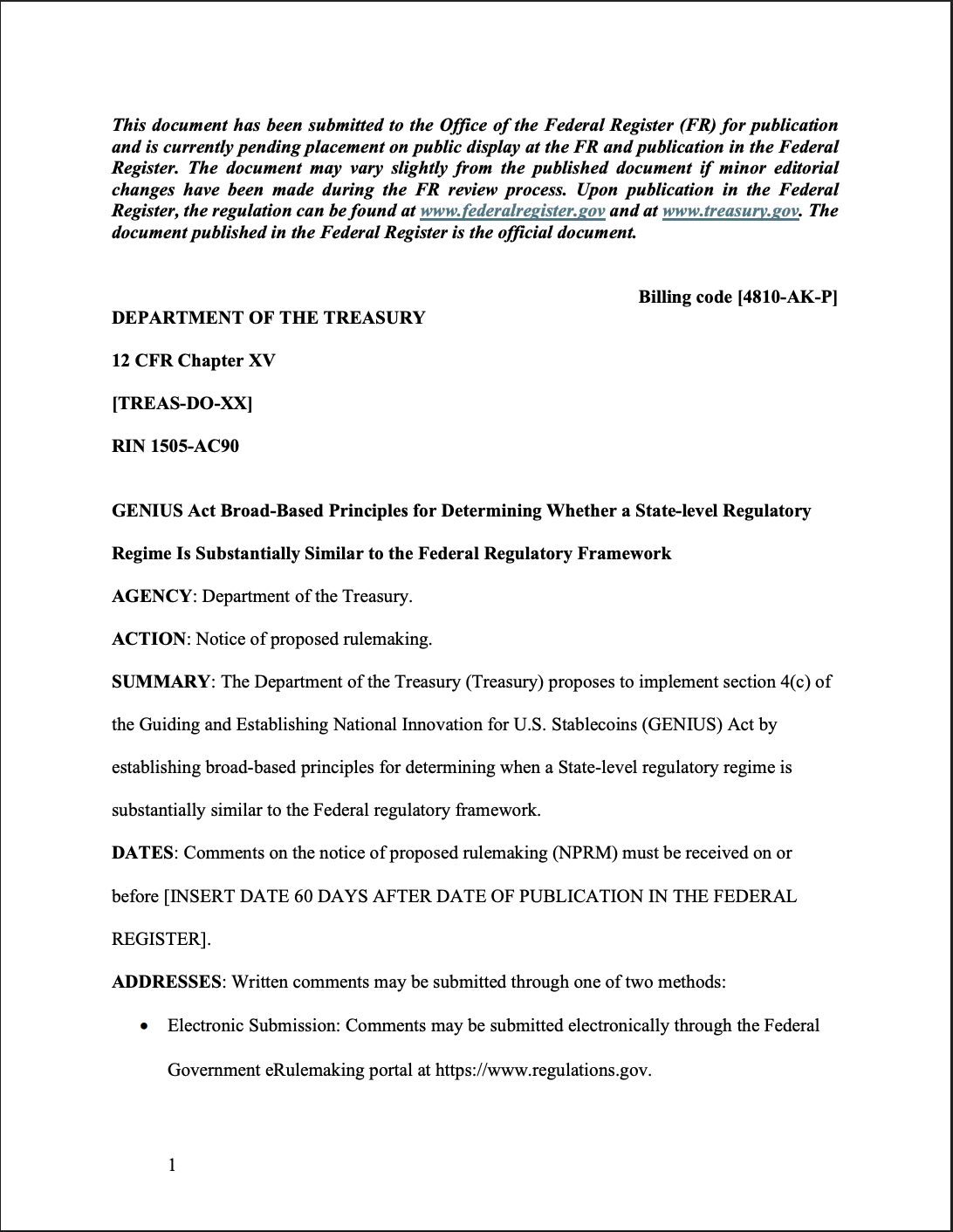 Government, US Government, United States, Stablecoin, Genius Act