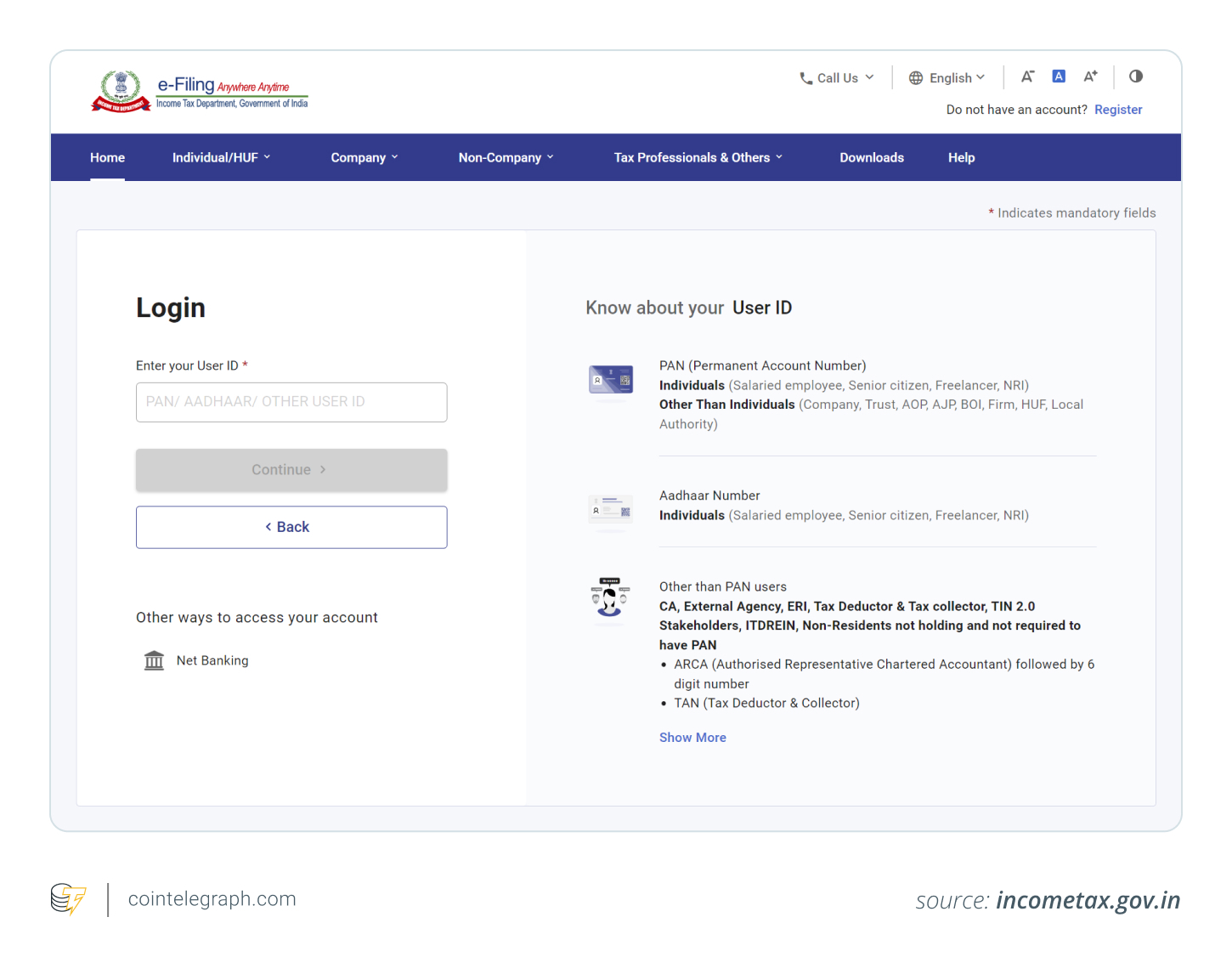 Login portal