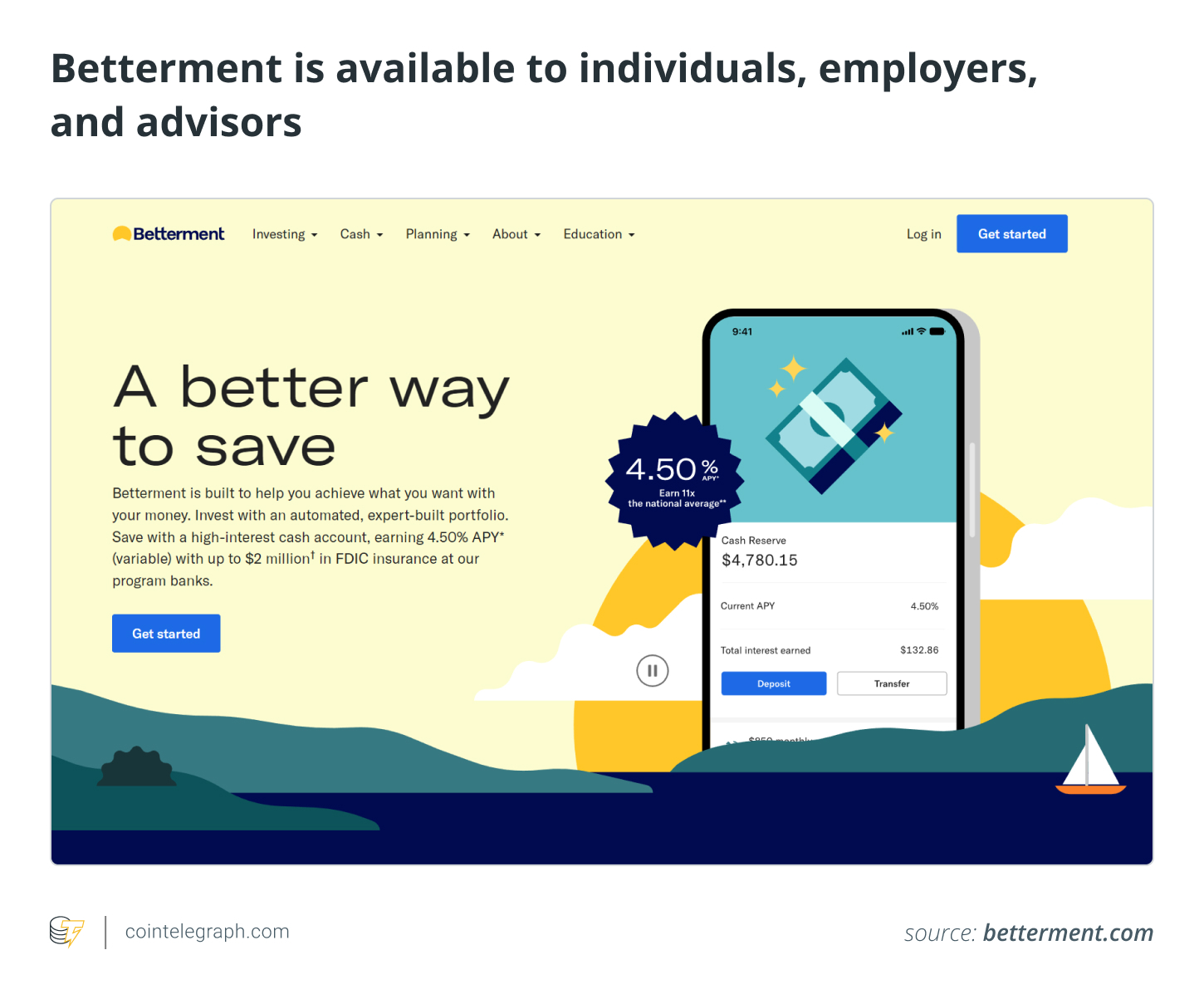 Betterment is available to individuals, employers, and advisors