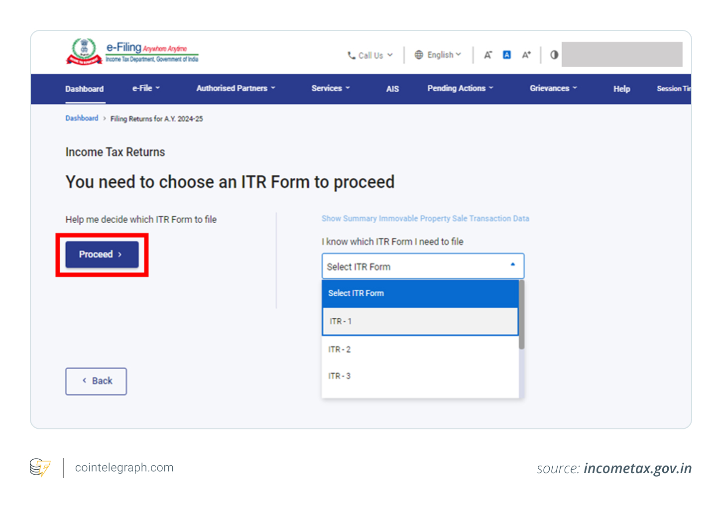 Select the correct ITR form