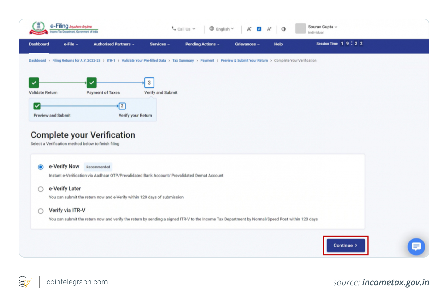 e-verify ITR