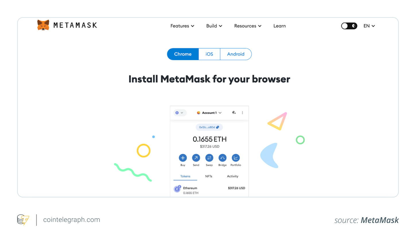 Install MetaMask for your browser