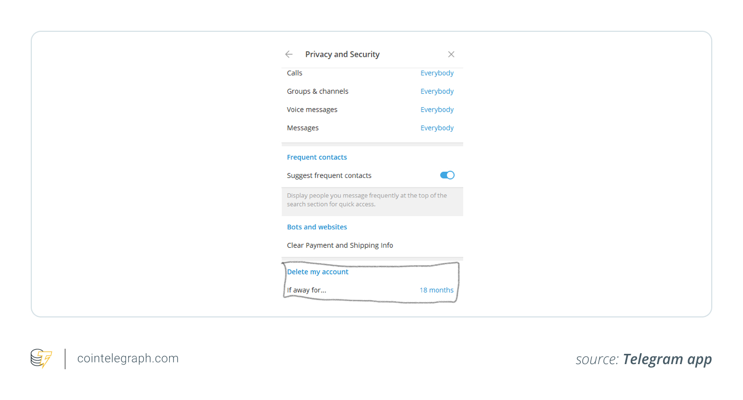 Set up Self-destruction on your Telegram account