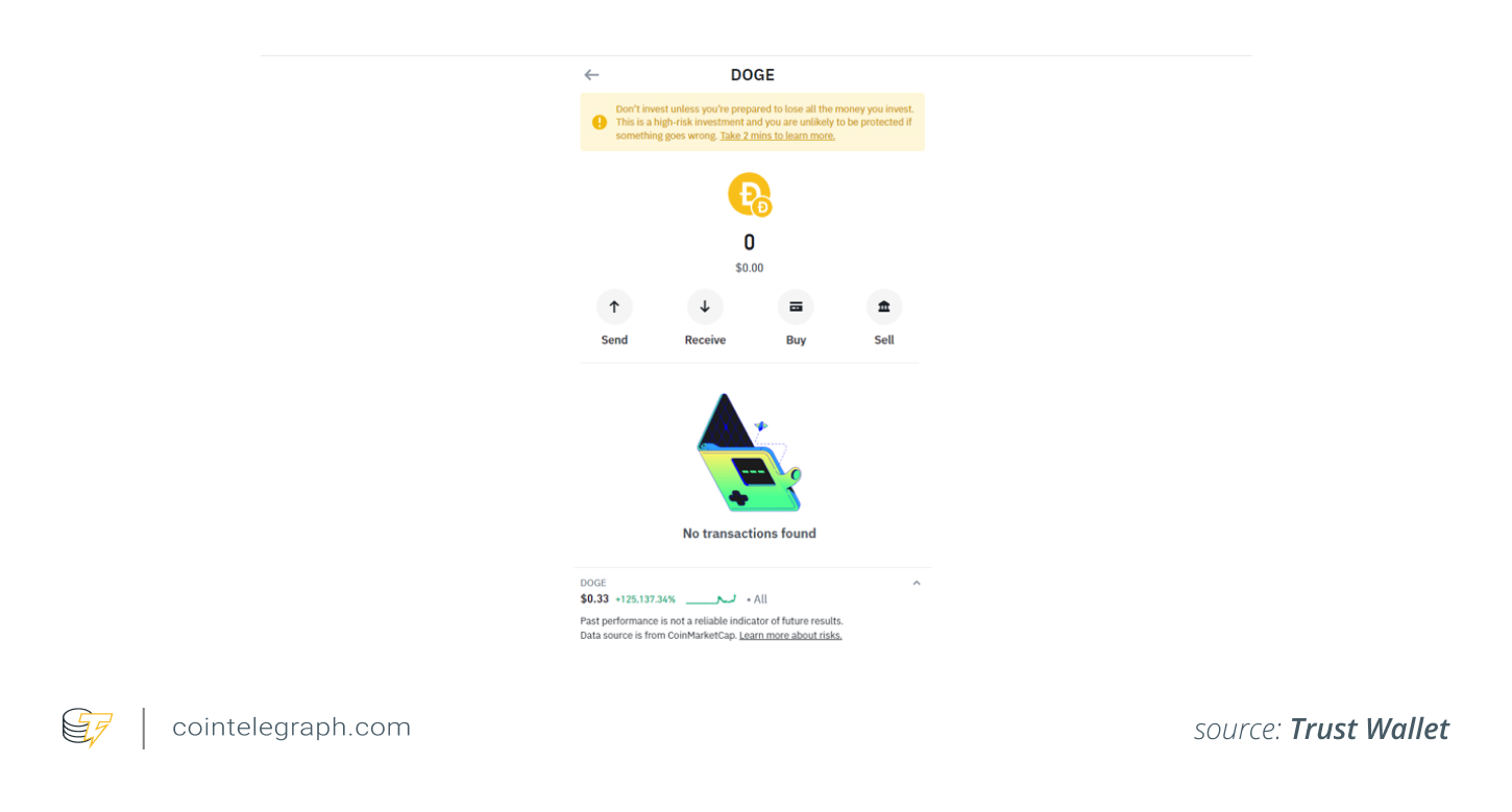 Search DOGE on Trust Wallet