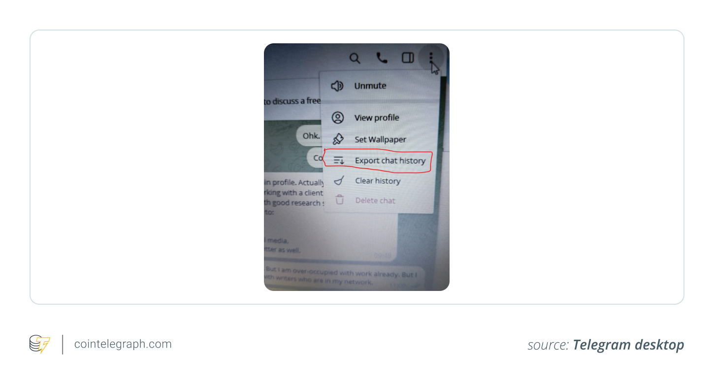 Export chat history from Telegram
