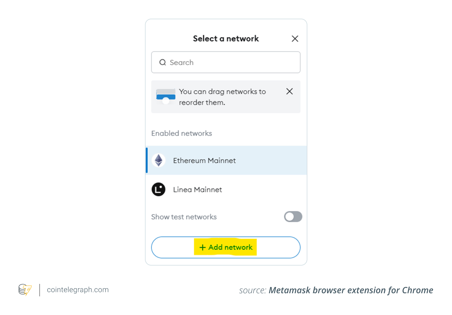 Click Add network at the bottom