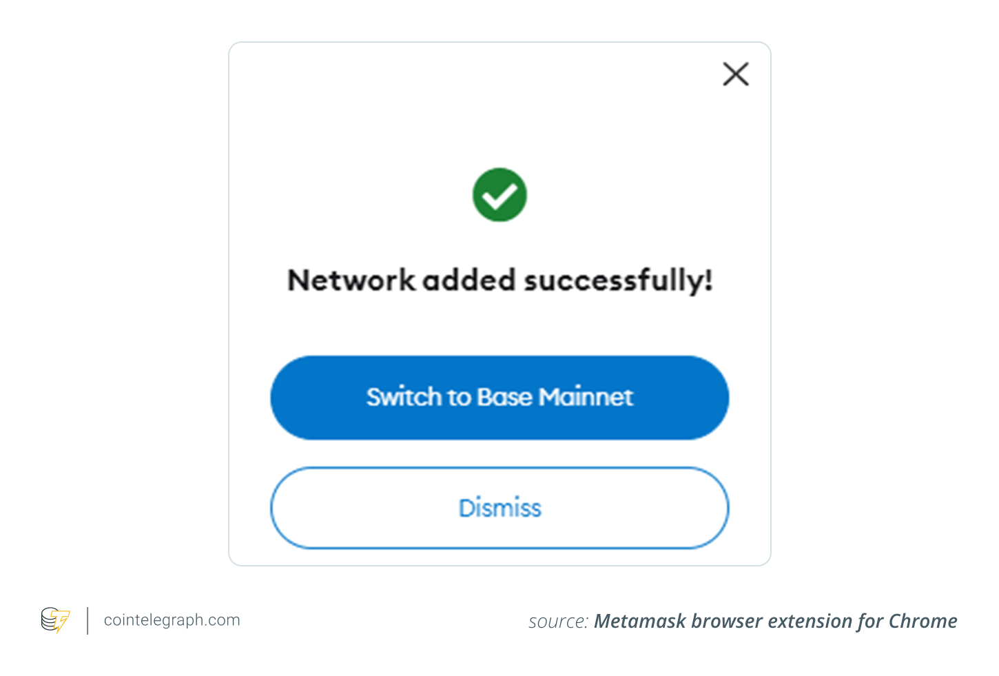 MetaMask confirms if you want to switch to Base Mainnet
